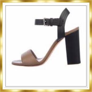 LANVIN Black/Tan Leather Slingback Sandal 5.5 RARE